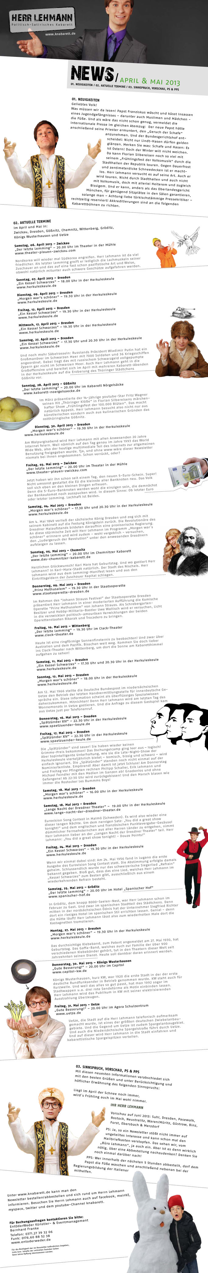 Newsletter April + Mai 2013